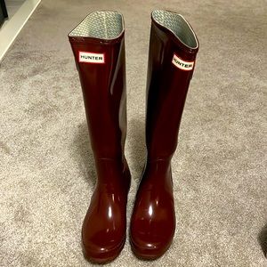 Original Tall Gloss Welly Boot in Merlot - Size 8